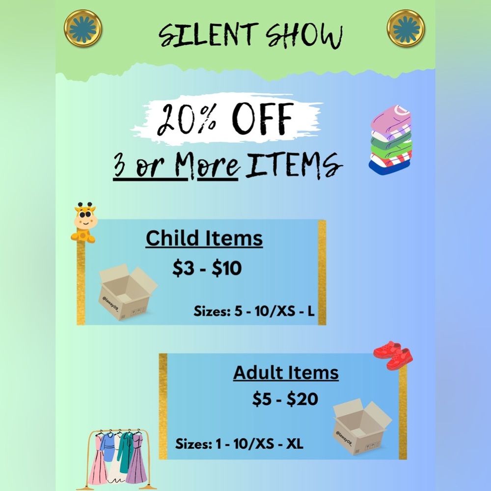 August 6th - SILENT SHOW!!! 🤫 Children (5-10) & Women (XS, S, M, L, XL) 😱✨
